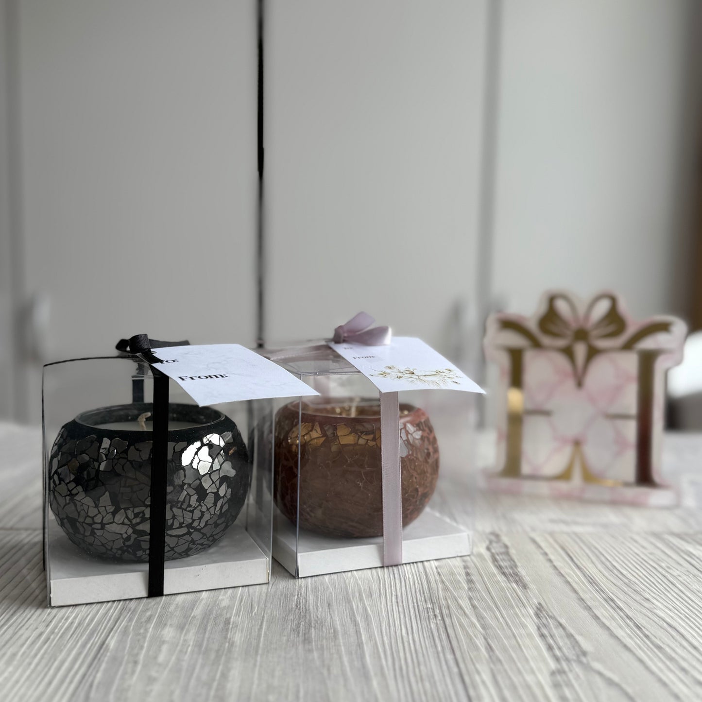 Mosaic Candle With Tags