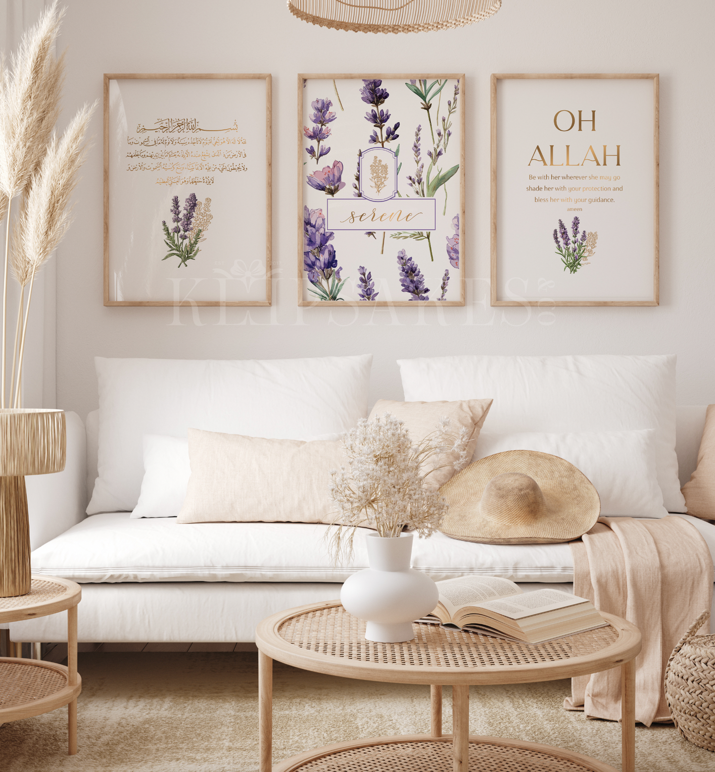 PERSONALISED - Lavender Trio | Islamic Nursery Decor | Girls Decor