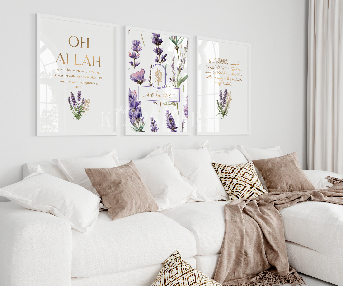 PERSONALISED - Lavender Trio | Islamic Nursery Decor | Girls Decor