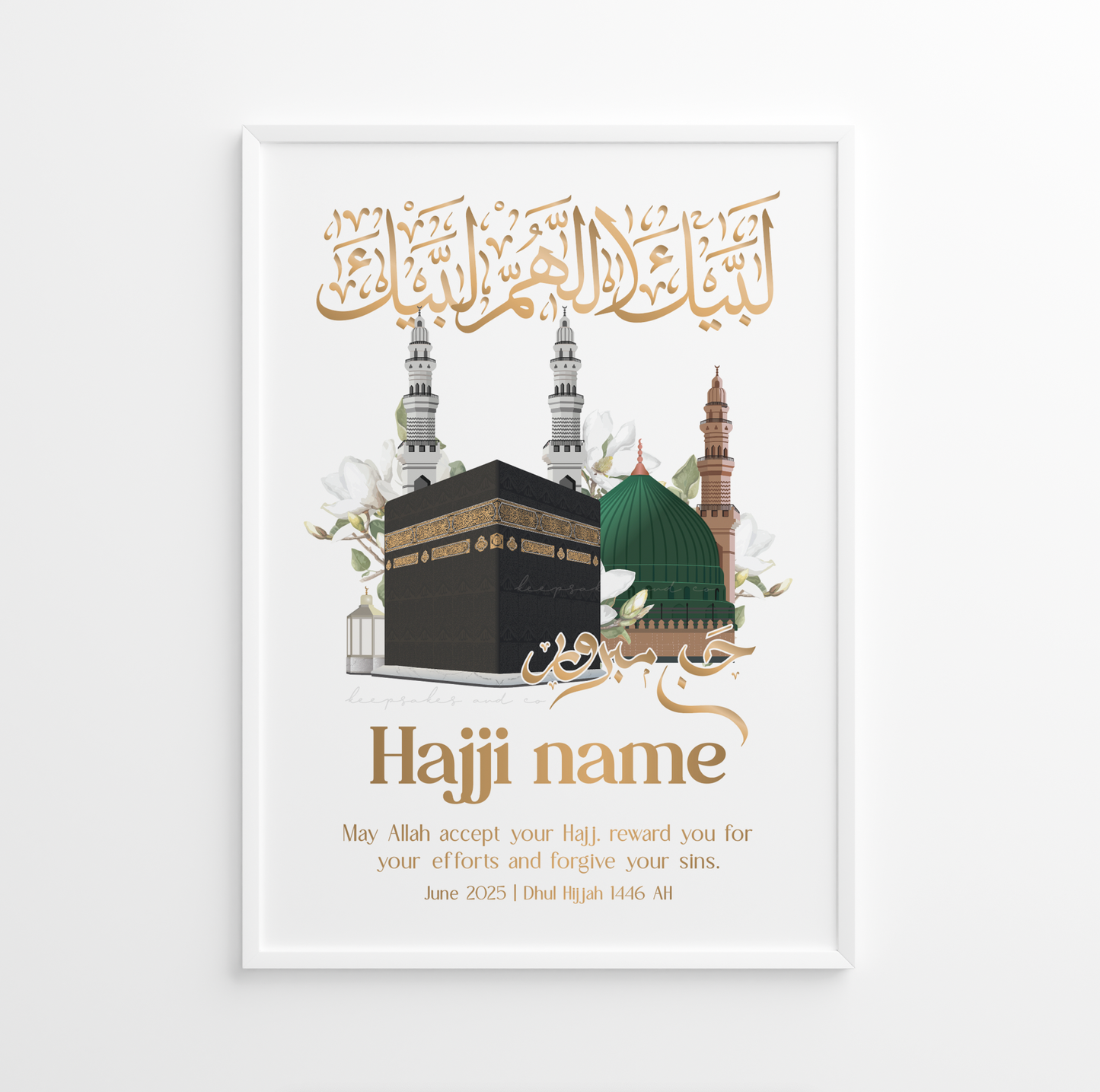 Personalised Hajj Mabroor gift | Magnolia Kabah & Masjid Nabawi