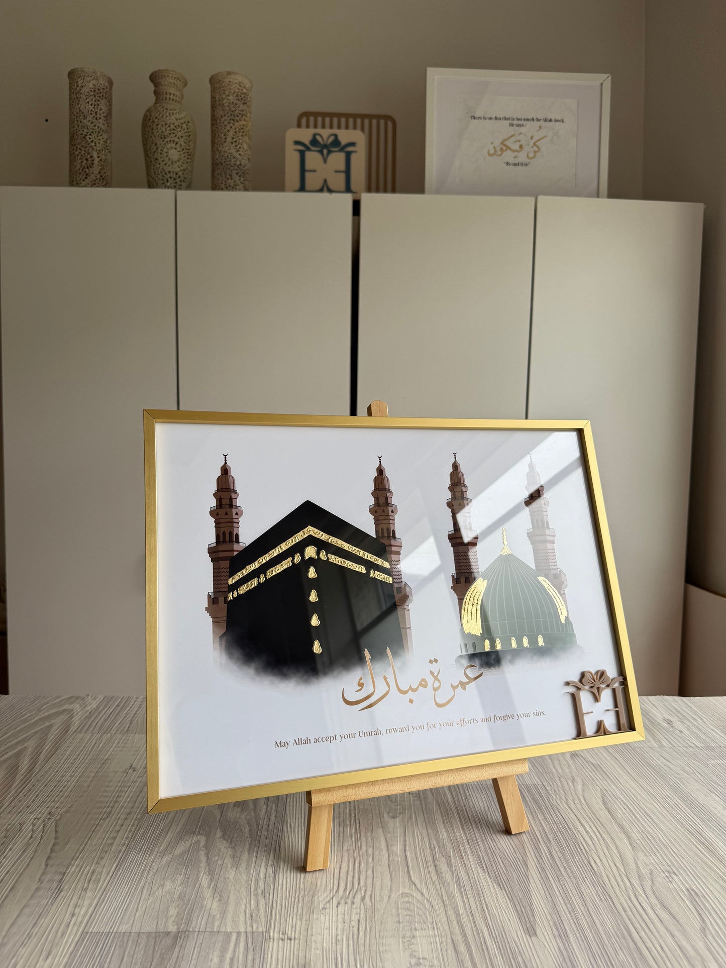 Umrah Mubarak Frame | Kabah & Masjid Nabawi