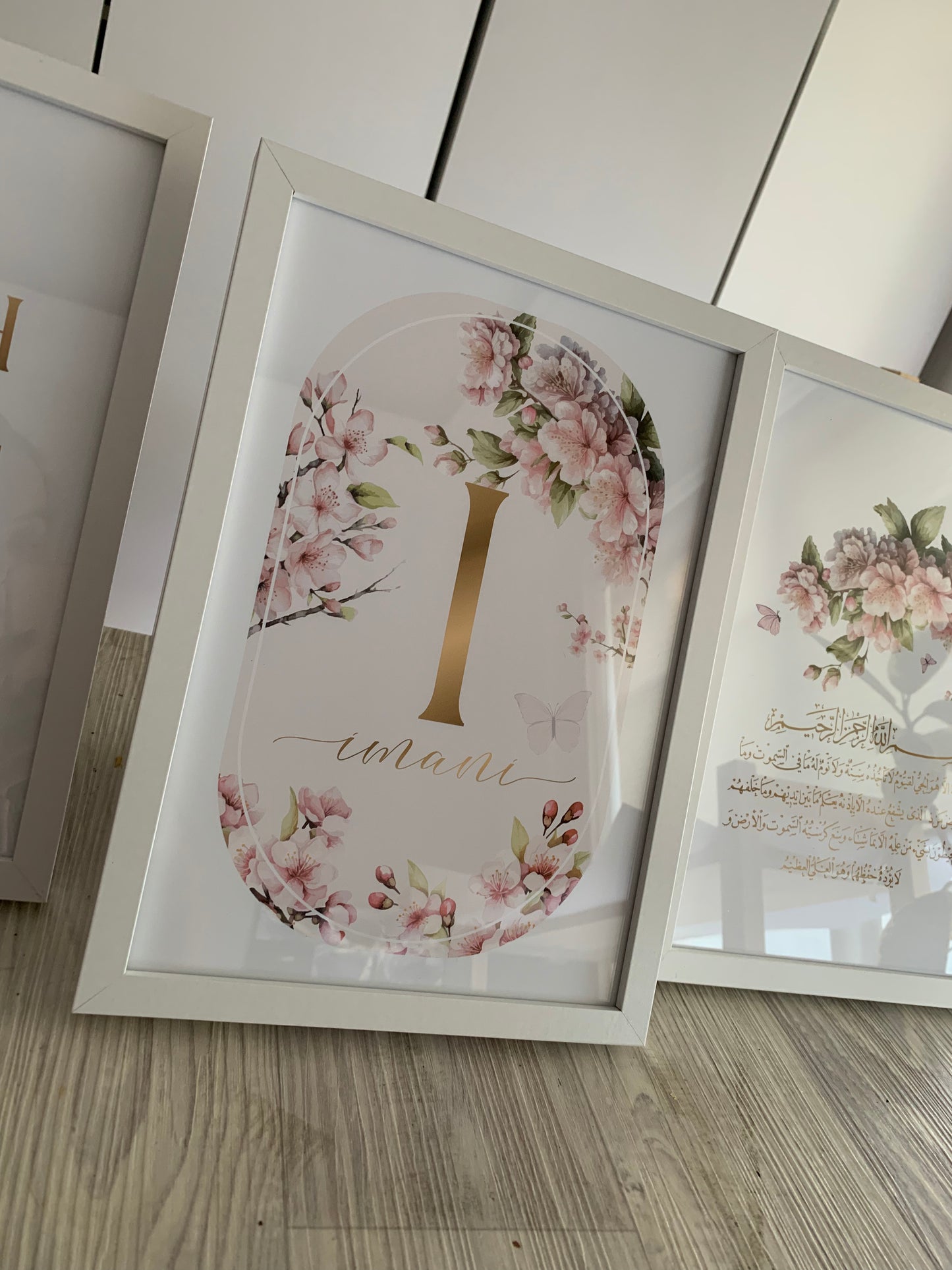 PERSONALISED - Cherry Blossom Trio | Islamic Nursery Decor | Girls Decor