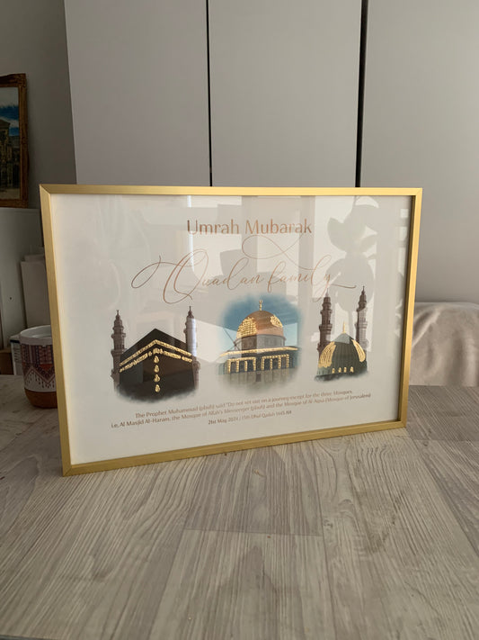 Personalised Umrah Frame | Holy Sites Trio