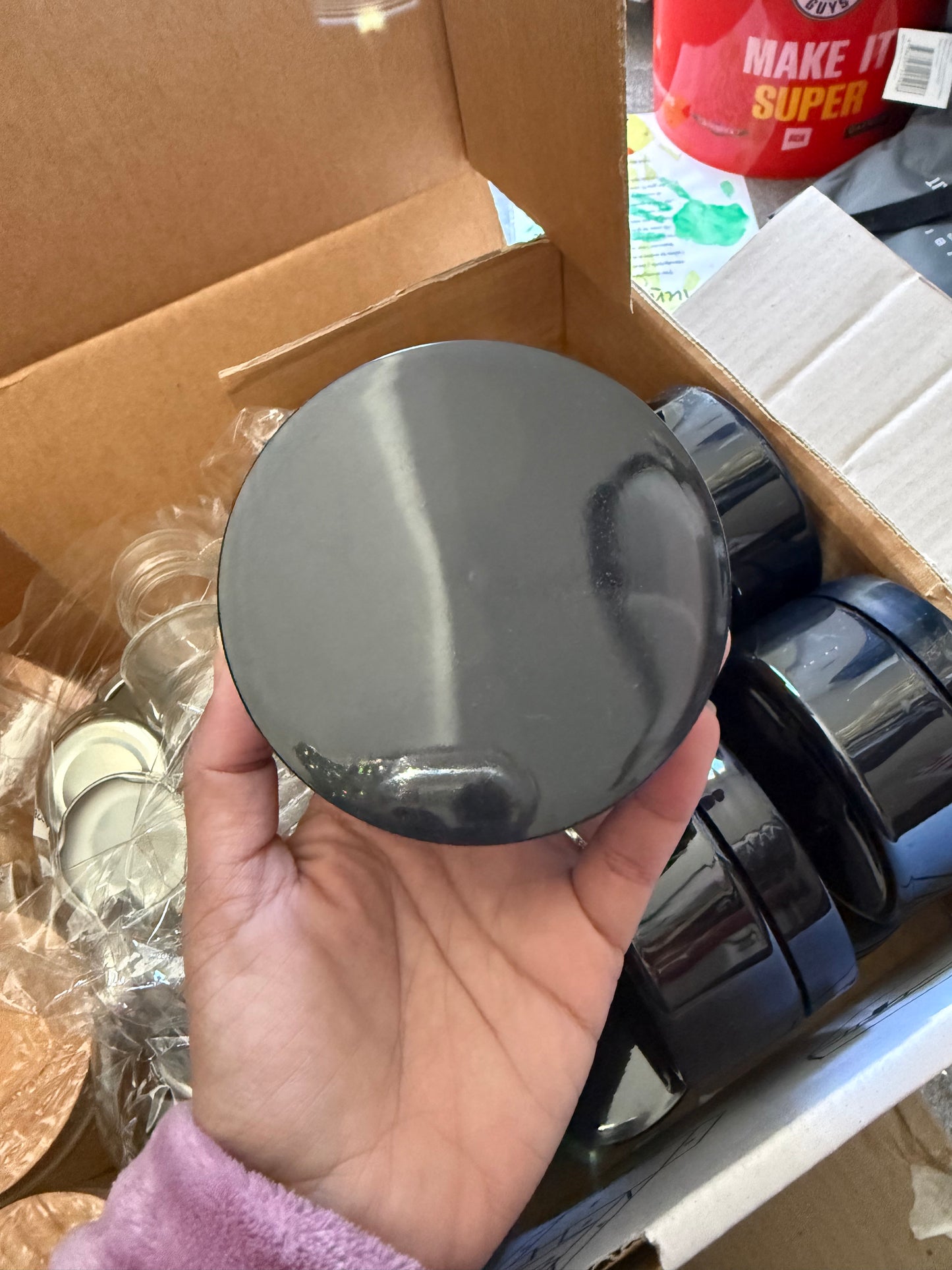 Black Round Jars | 10 pieces
