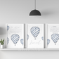 PERSONALISED - Hot Air Balloon Trio (Blue) | Islamic Nursery Decor | Boys Decor