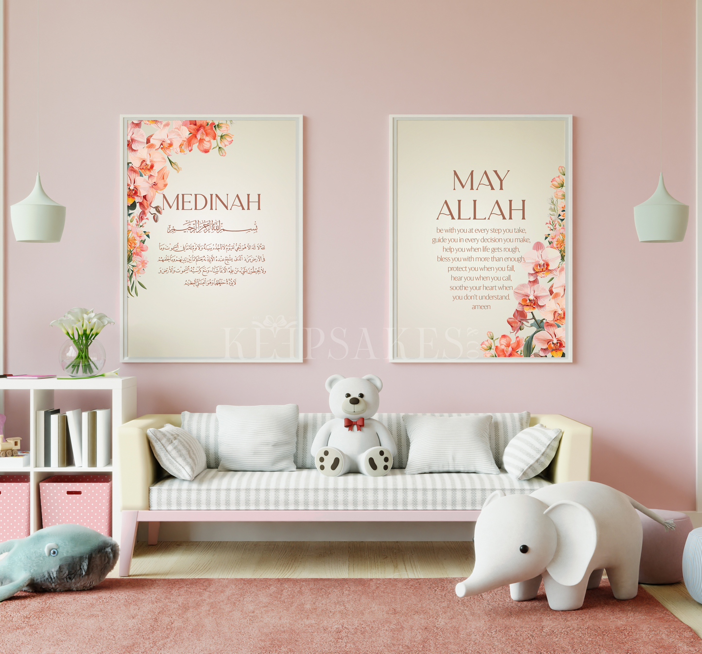 PERSONALISED - Orchid Duo | Islamic Nursery Decor | Girls Decor