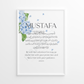 PERSONALISED - Blue Hydrangea | Islamic Nursery Decor | Boys Decor