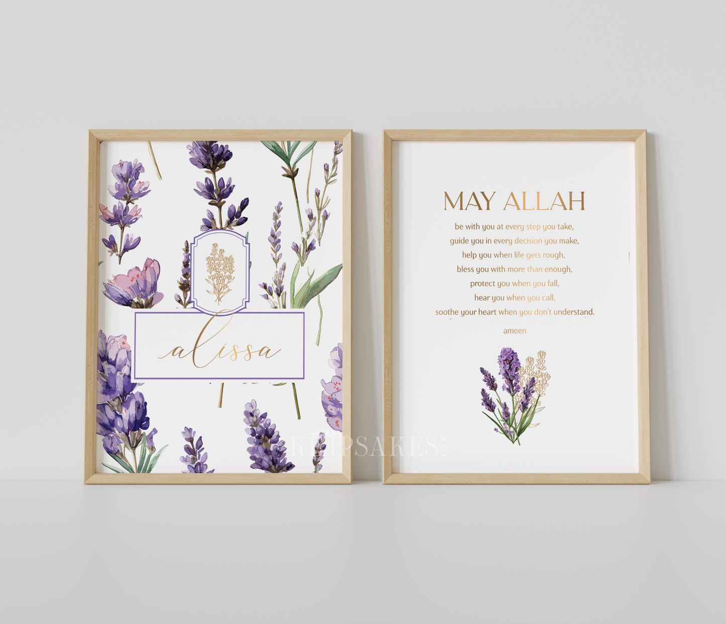 PERSONALISED - Lavender Duo | Islamic Nursery Decor | Girls Decor