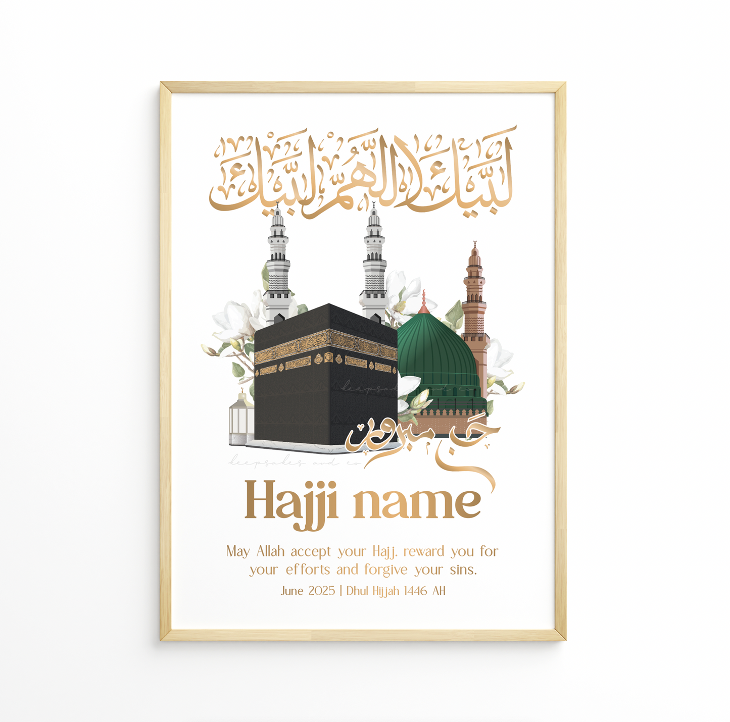 Personalised Hajj Mabroor gift | Magnolia Kabah & Masjid Nabawi