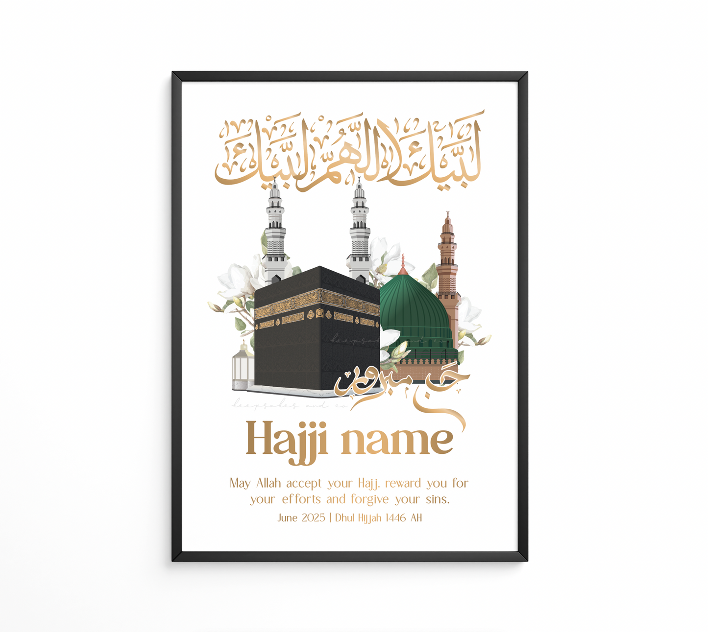 Personalised Hajj Mabroor gift | Magnolia Kabah & Masjid Nabawi