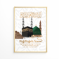 Personalised Hajj Mabroor gift | Calligraphy Kabah & Masjid Nabawi